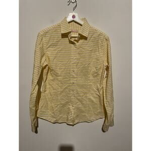 Mazarelli Yellow White Striped Non-Iron Button Down Shirt Size 44‎